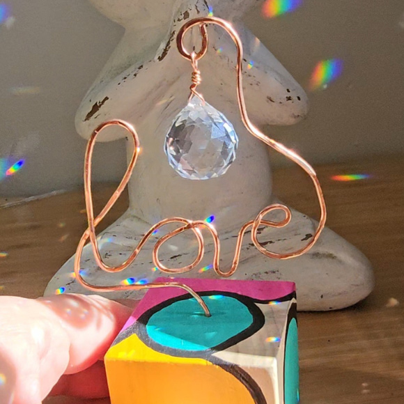 Love wire suncatcher with crystal by Crazy Bohemians